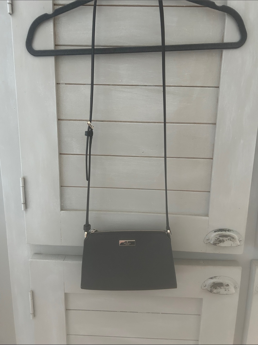 Black Crossbody Bag - Minimal Leather Shoulder Purse